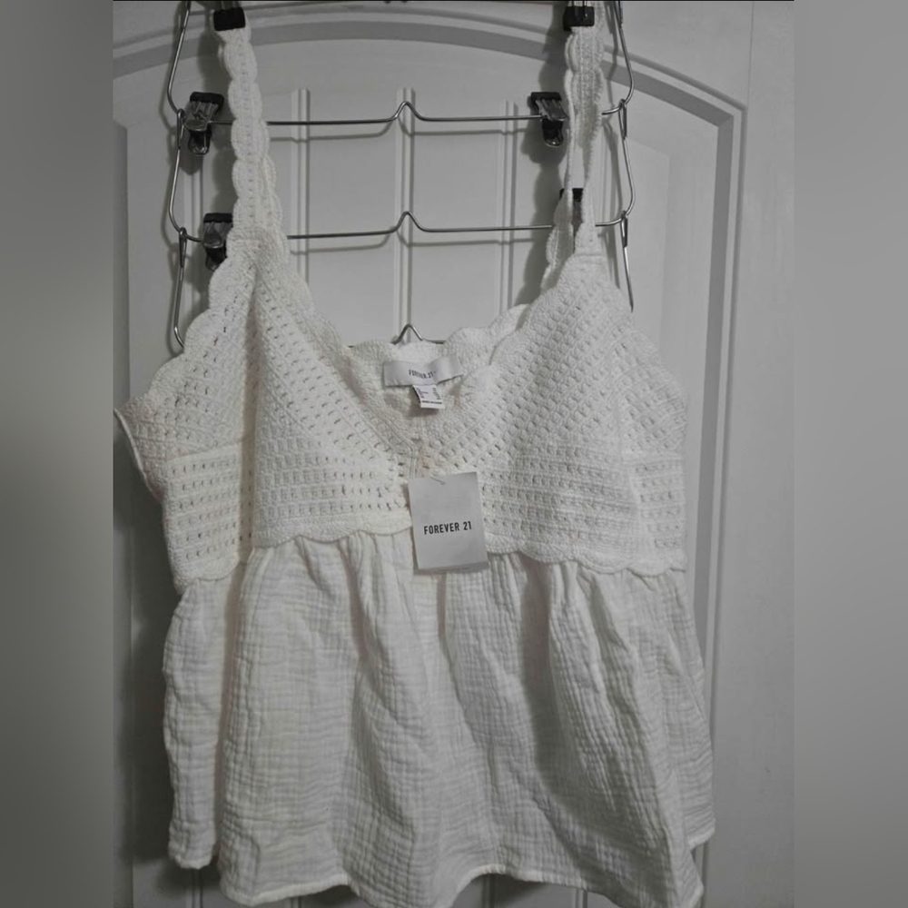 Forever 21 White Crochet & Gauze Sundress